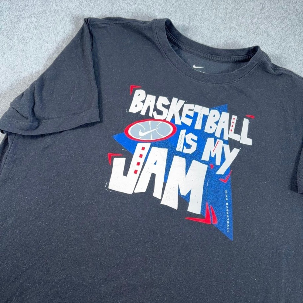 Nike Graphic T-Shirt Mens XL Black Basketball Is My Jam Dri-FIT Short Sleeve Tee
